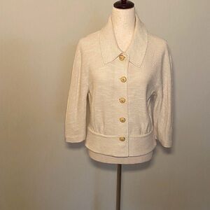 Vintage St. John Collection Cream Santana Knit Jacket – Made in USA – Size 8